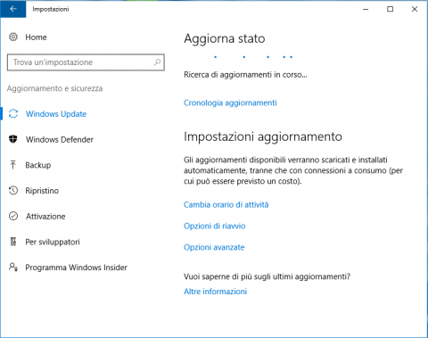 Aggiornamenti Windows 10